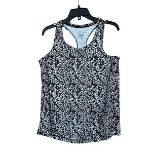 Nike Running Women’s LARGE Racerback Loose Fit Black White Speckled Workout Top